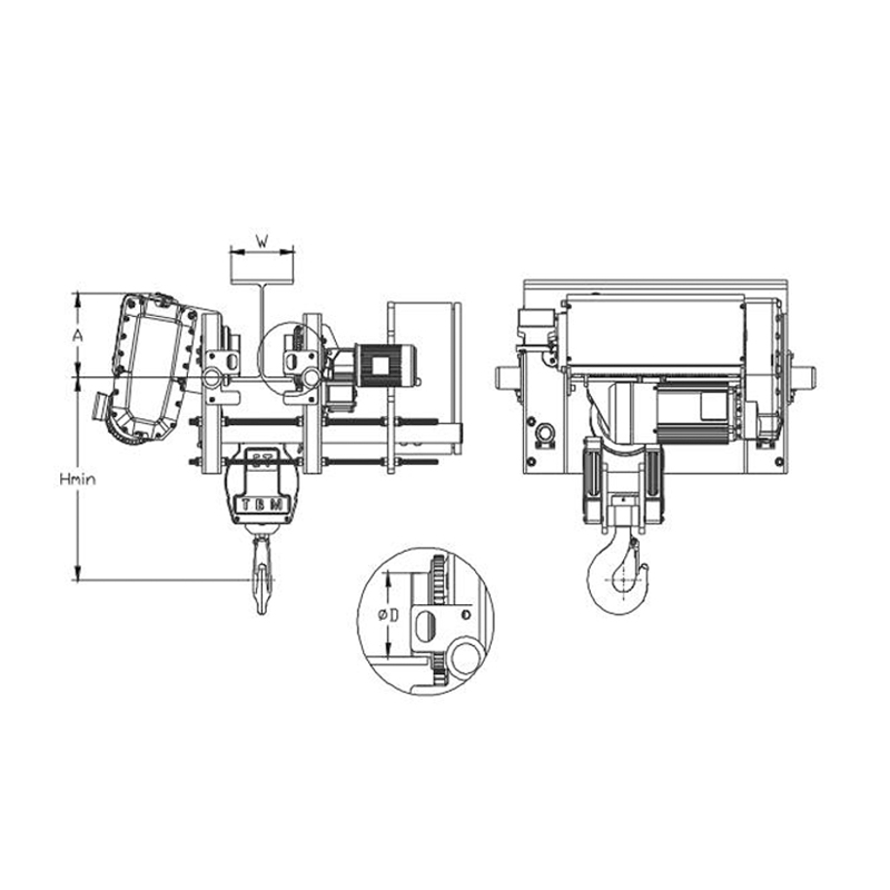 SHA8 Elektrisk wiretalje med lav takhøyde
